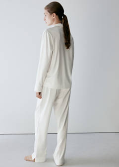 Stretch cotton pyjama shirt — White 3