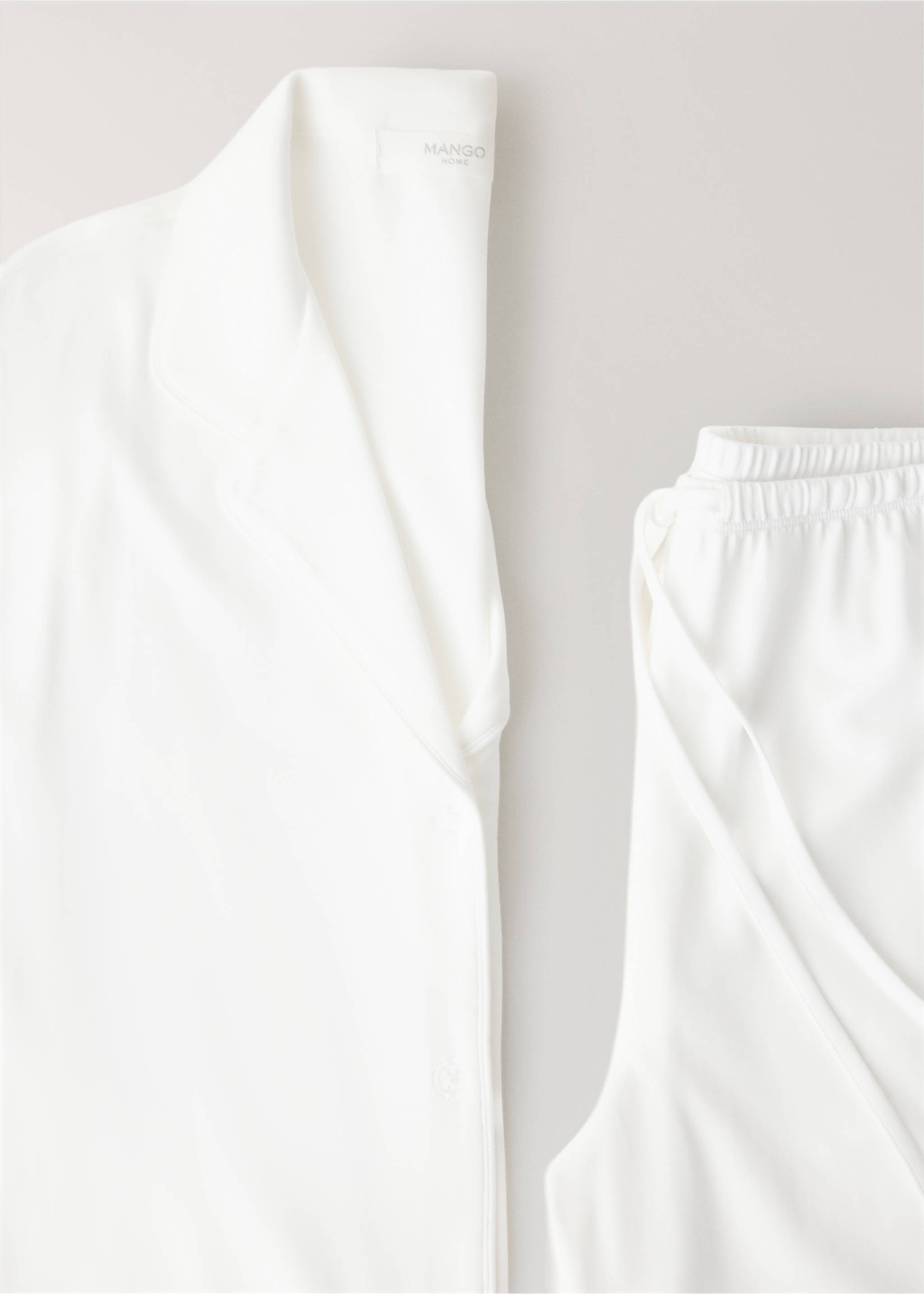 Stretch cotton pyjama shirt - Details of the article 0, White. Ref: 37092913-00.