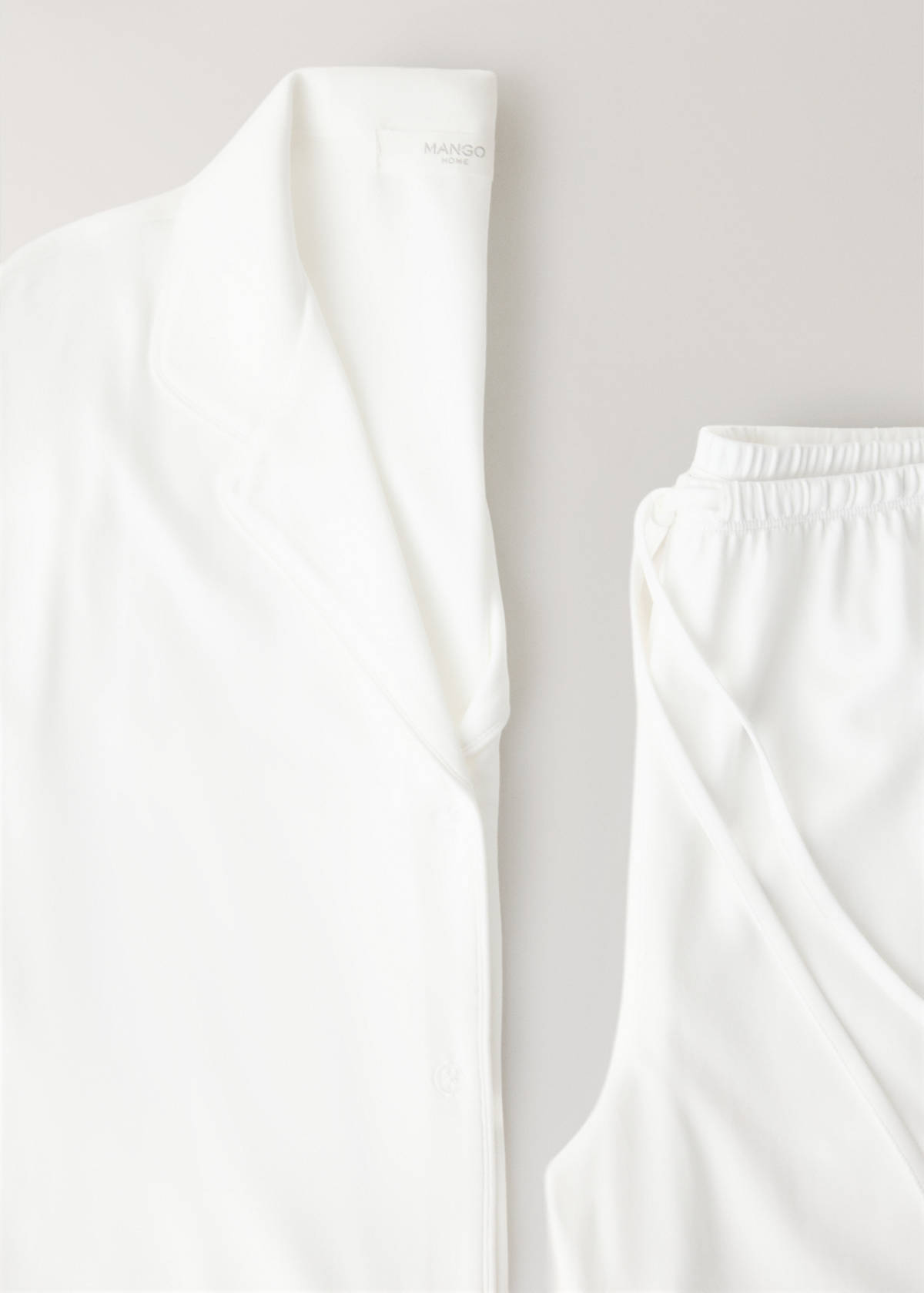 Stretch cotton pyjama shirt — White