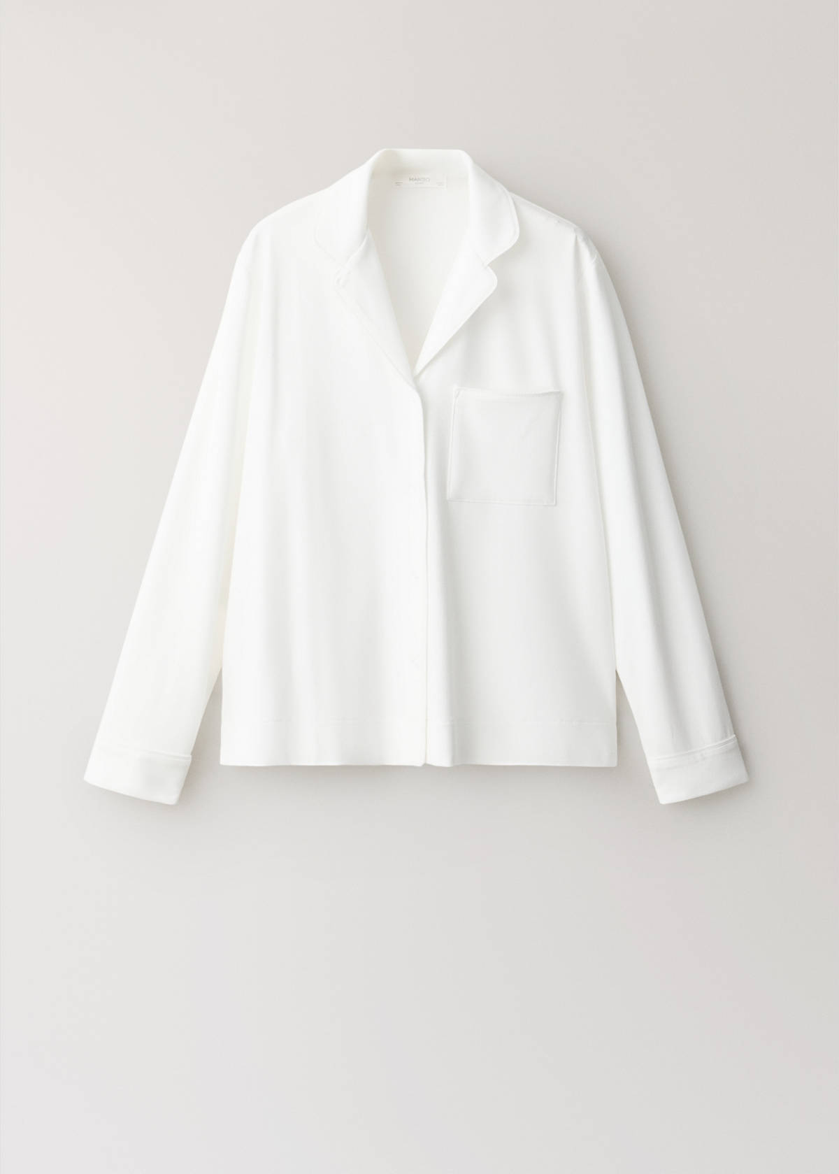 Stretch cotton pyjama shirt — White