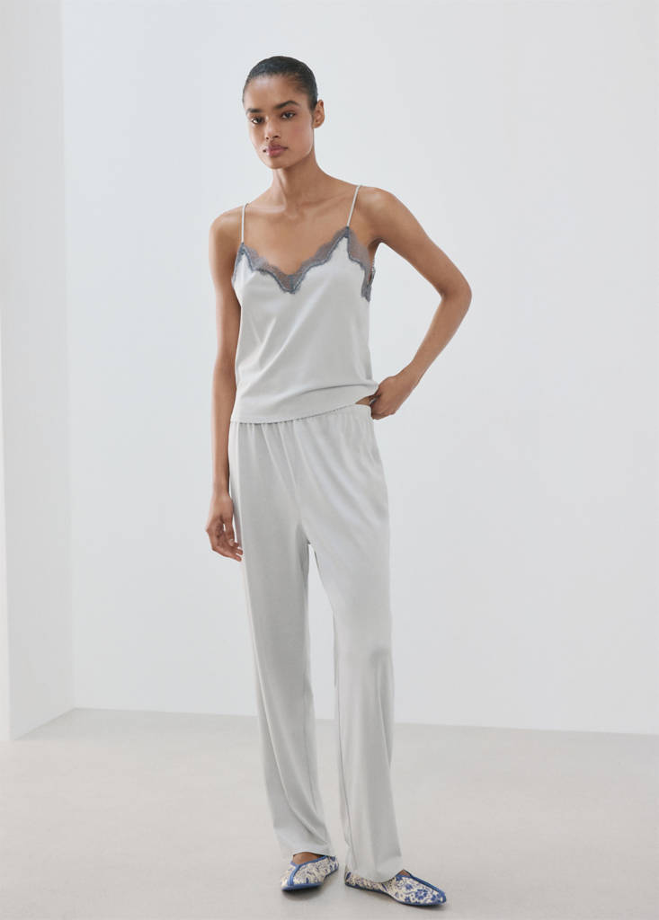 Mango Débardeur De Pyjama In Gris