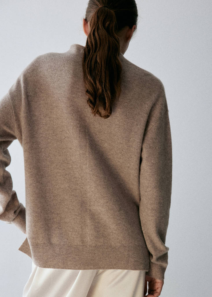 100% cashmere sweater with perkins neck - thumbnail 3