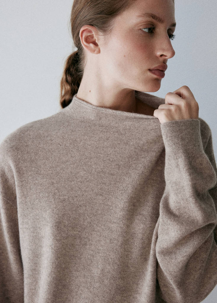 100% cashmere sweater with perkins neck - thumbnail 5