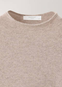 100% cashmere sweater with perkins neck — Beige 7