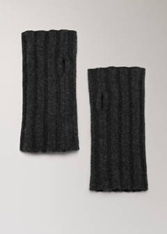 Ribbed mittens, 100% cashmere — Charcoal 1