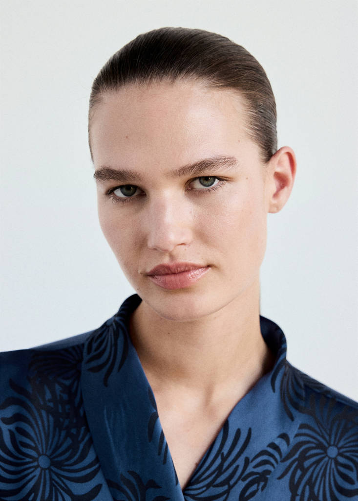 Jacquard satin robe — Blue