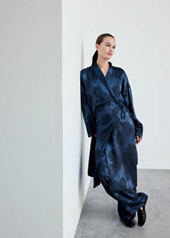 Jacquard satin robe — Blue 6
