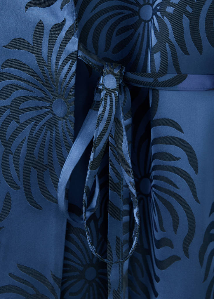 Jacquard satin robe — Blue