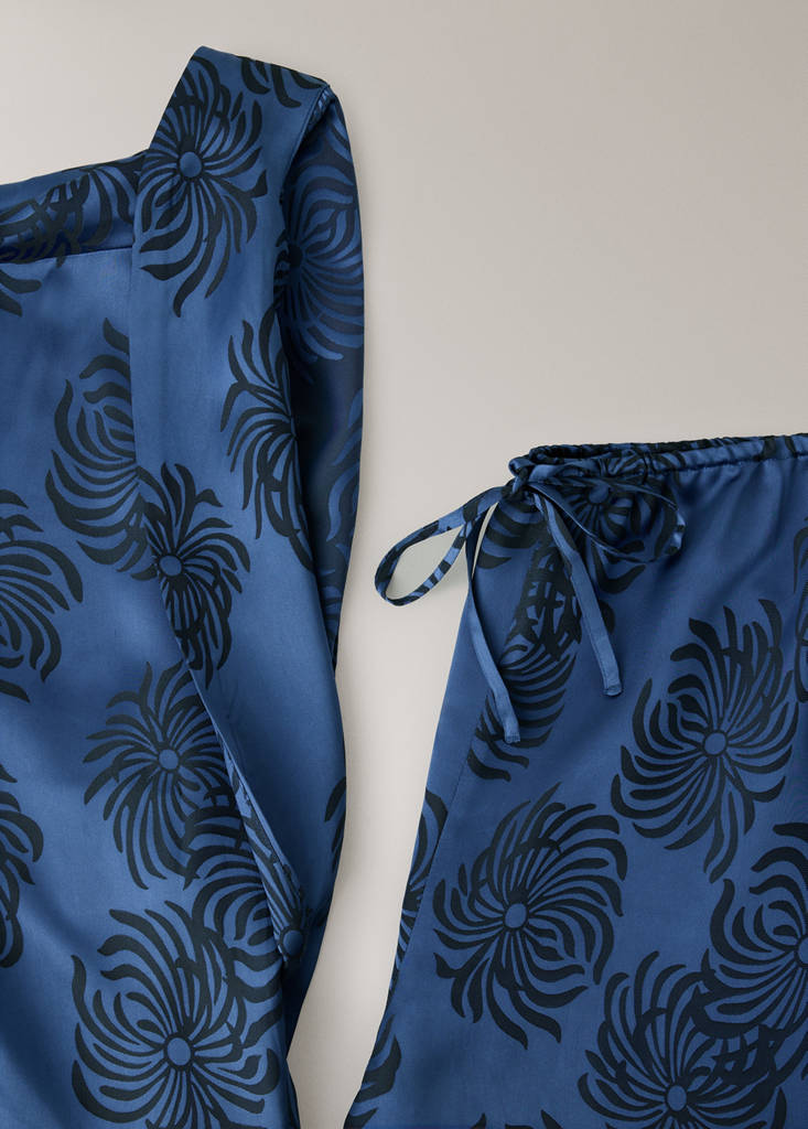 Jacquard satin robe — Blue