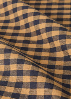 Two-tone checked cotton tablecloth for 2 to 4 people — Mustard 2