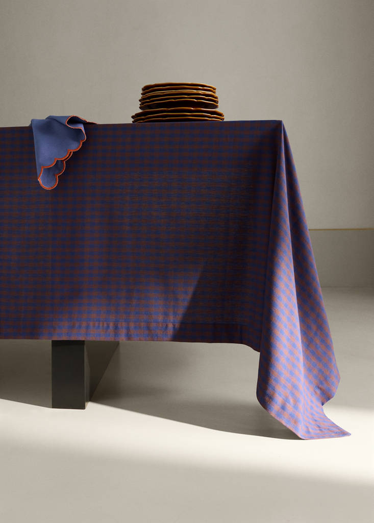 Tischdecke aus 100 % Baumwolle 150 x 250 cm — Indigoblau