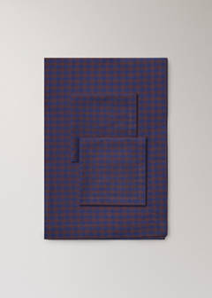Two-tone checked cotton tablecloth for 2 to 4 people — Indigo Blue 5