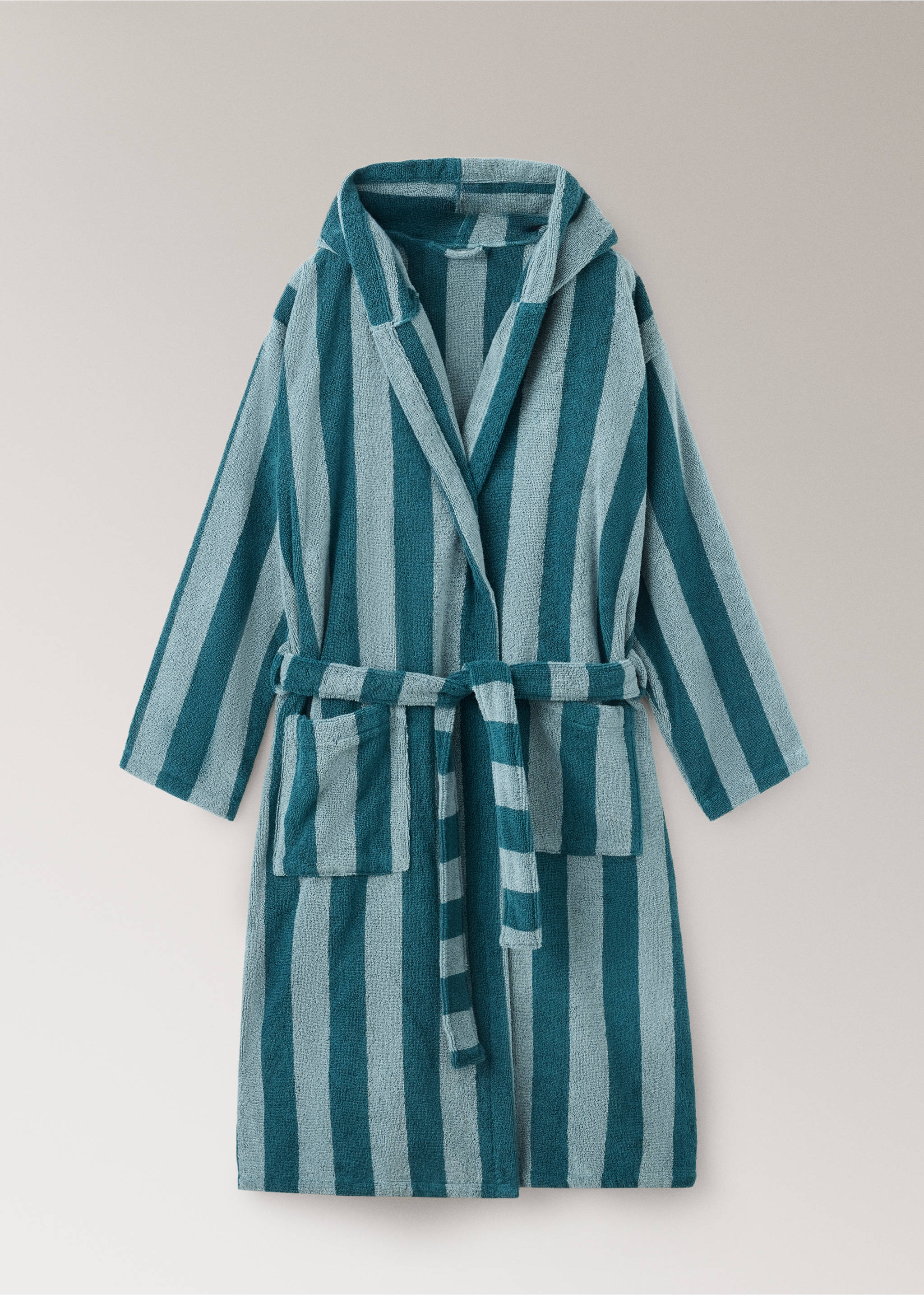 100% cotton striped bathrobe - Article without model, Blue. Ref: 37092924-00.