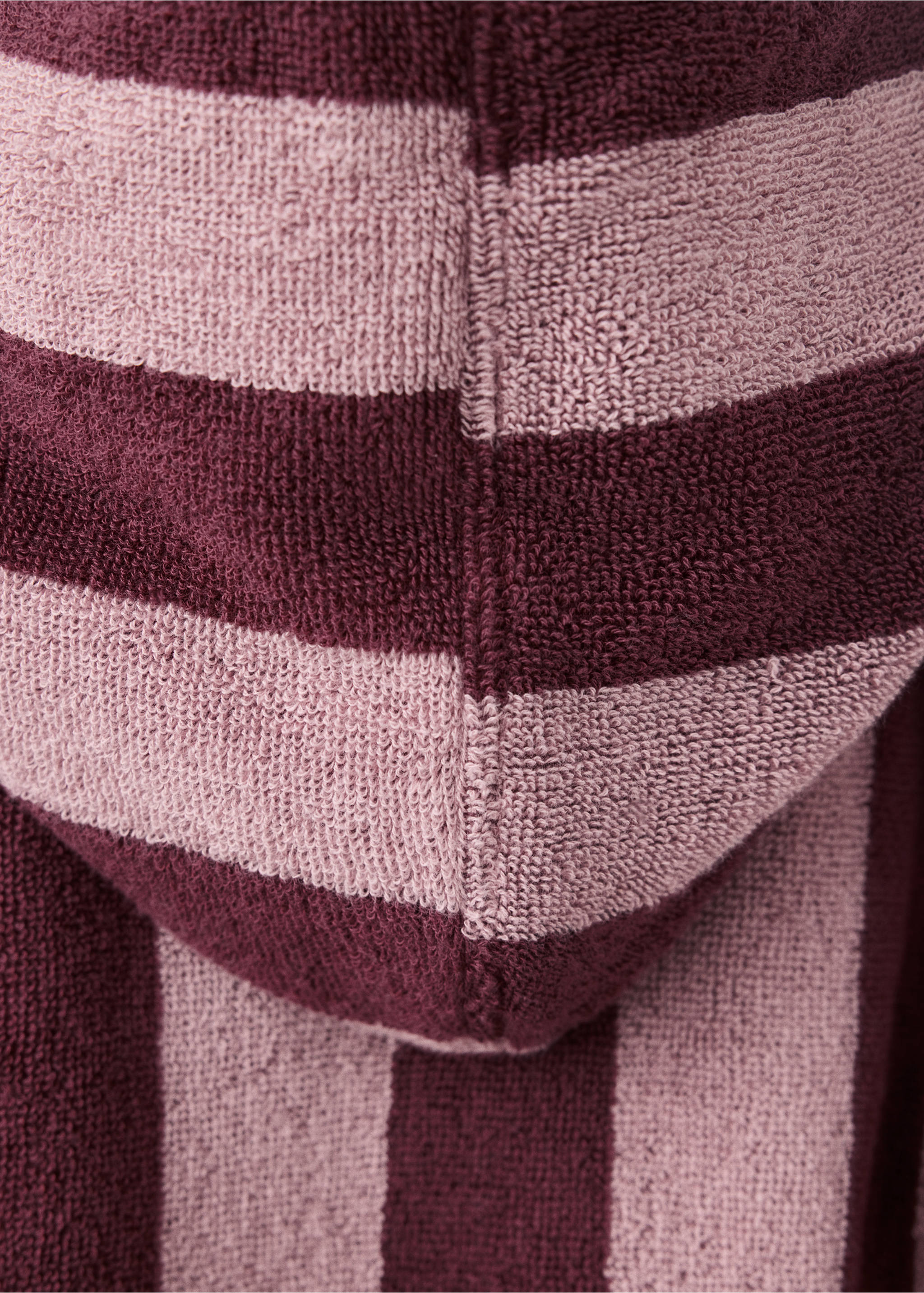 100% cotton striped bathrobe - Details of the article 2, Burgundy. Ref: 37092924-00.