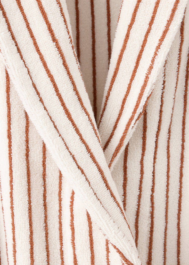 Striped cotton bathrobe — Off White