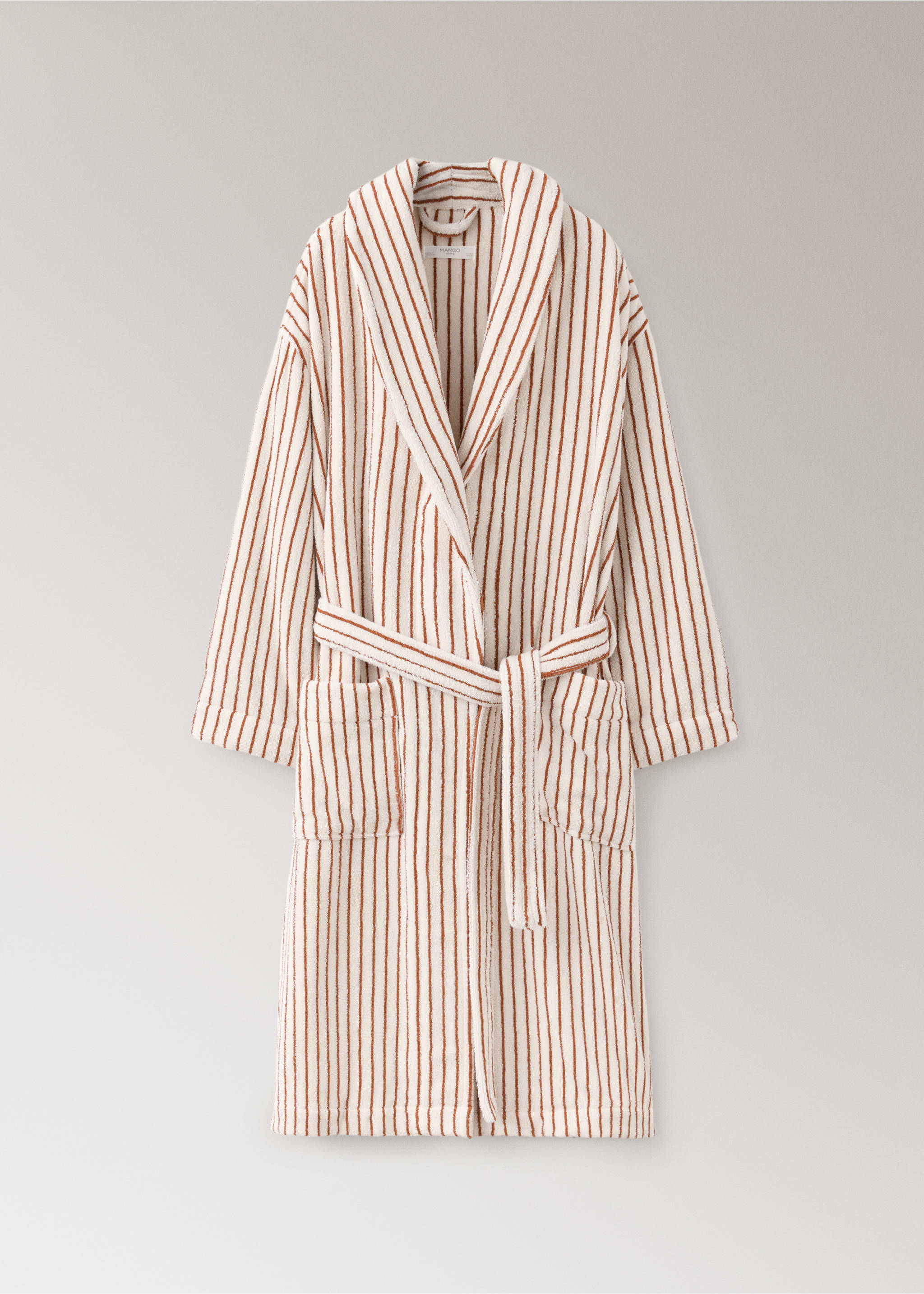 Striped cotton bathrobe - Article without model, Off White. Ref: 37092928-00.