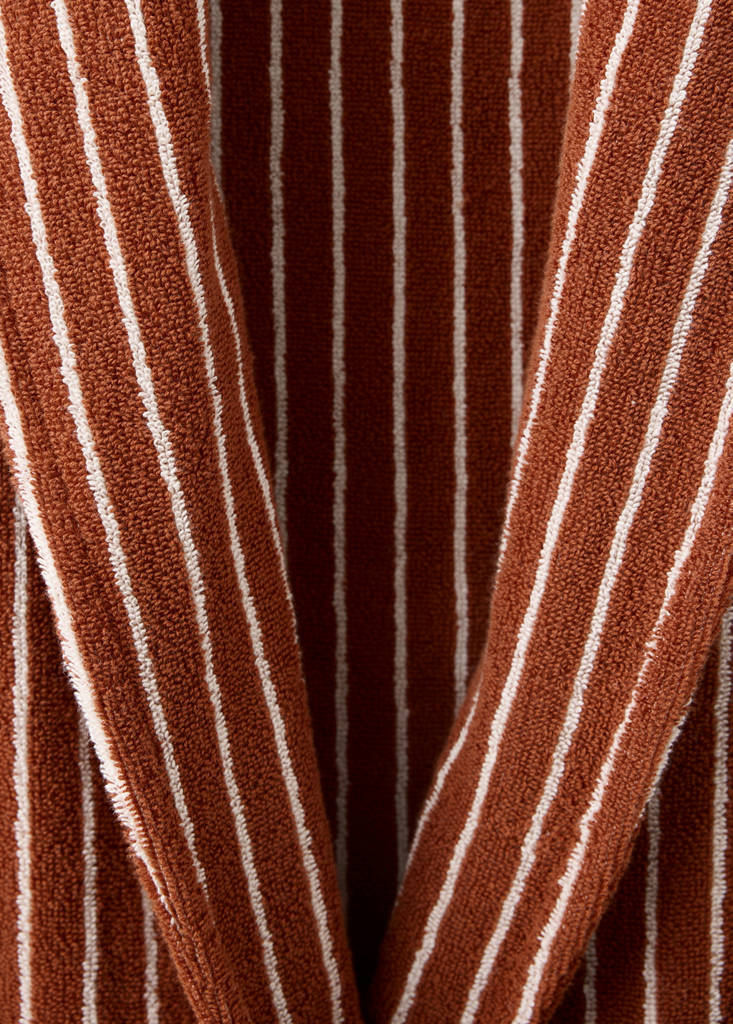 Striped cotton bathrobe — Burnt Orange