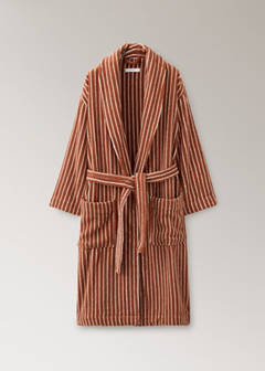 Striped cotton bathrobe — Burnt Orange 4