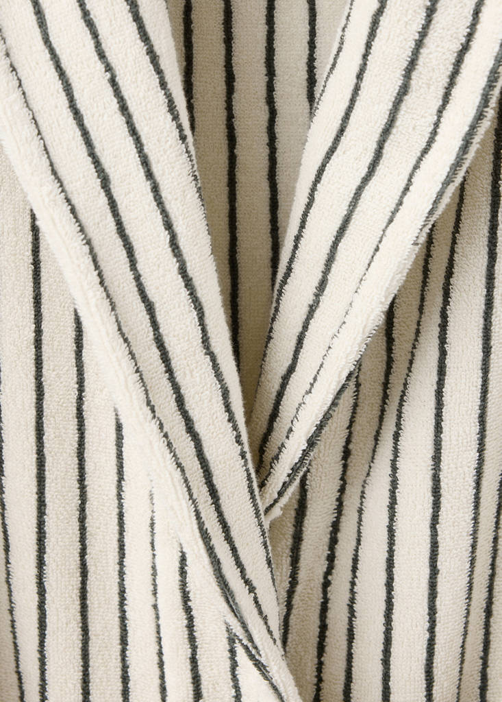 Striped cotton bathrobe — Petrol Blue
