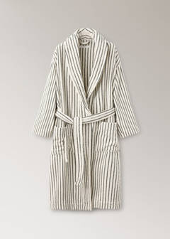Striped cotton bathrobe — Petrol Blue 3