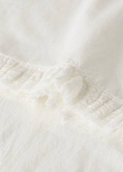 Washed cotton pillowcase with frayed gauze ruffle 45x110 cm — Ecru 1