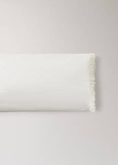 Washed cotton pillowcase with frayed gauze ruffle 45x110 cm — Ecru 4