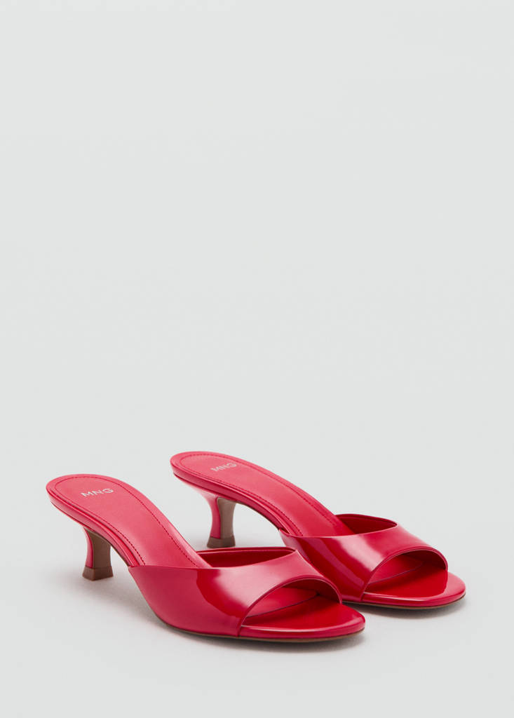 Kitten-heel sandals with strap — Red