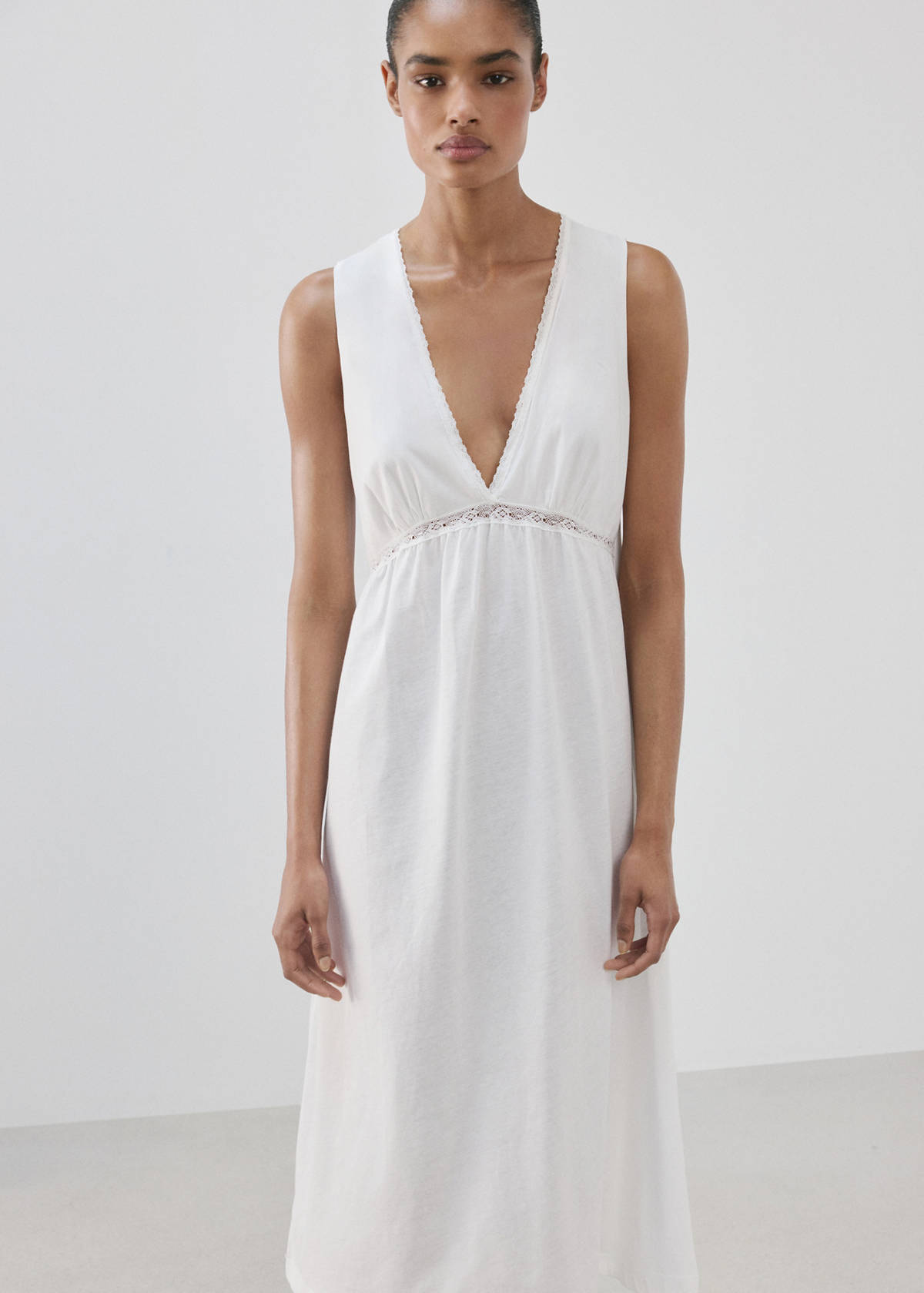 Cotton lace nightgown — White