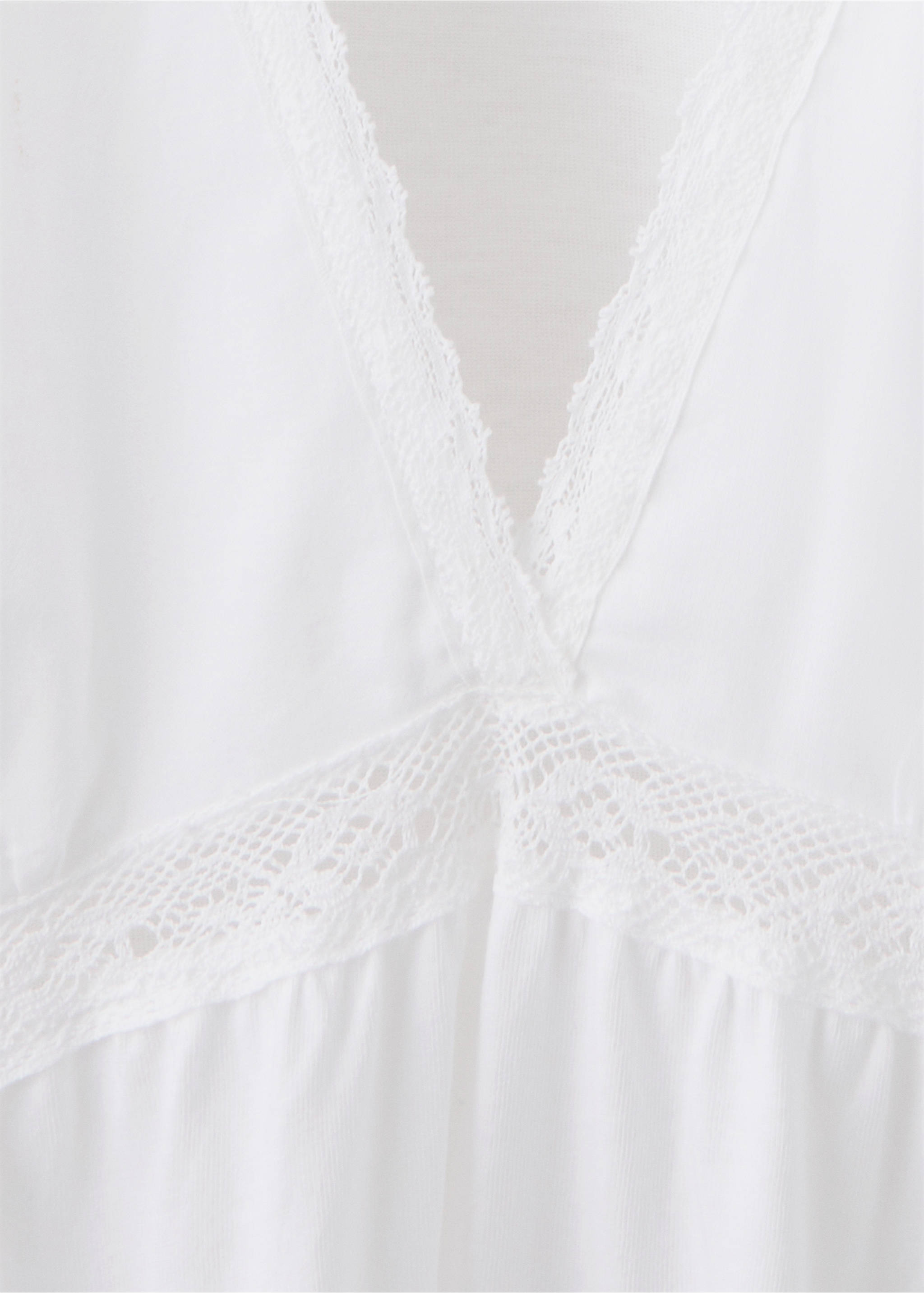 Cotton lace nightgown - Details of the article 8, White. Ref: 37092935-00.