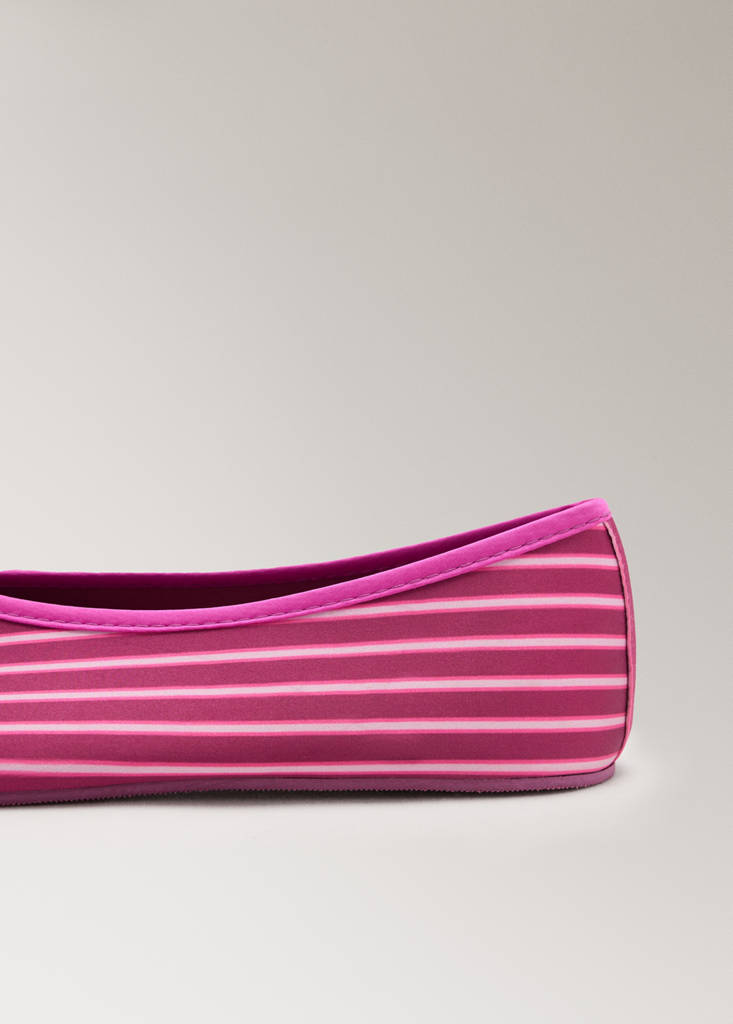 Satin ballet flats with contrast piping — Burgundy