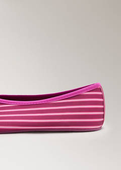 Three-colour striped satin ballet flats — Burgundy 2