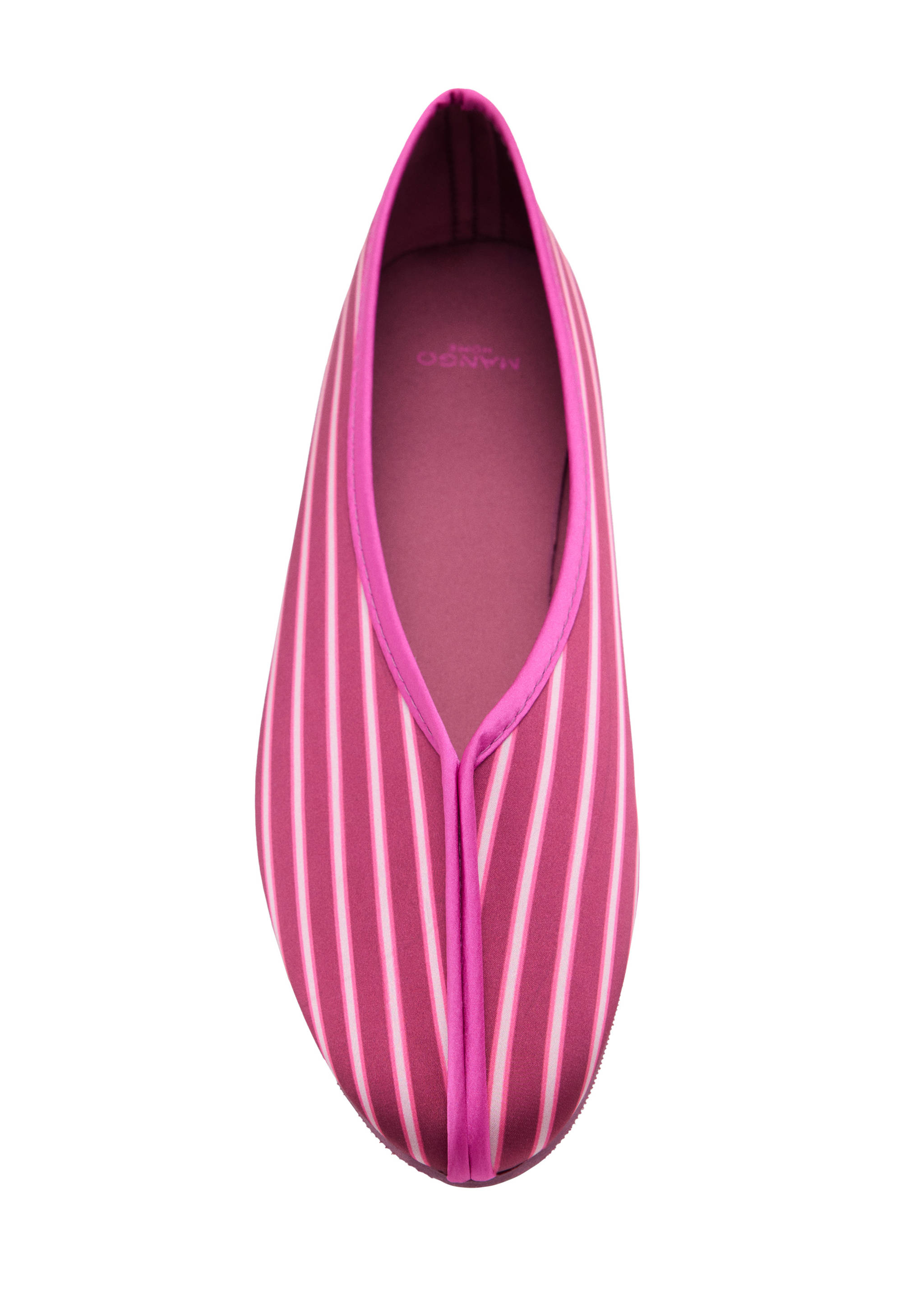 Satin ballet flats with contrast piping - Details of the article 2, Burgundy. Ref: 37092936-00.
