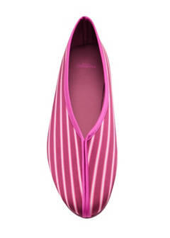 Three-colour striped satin ballet flats — Burgundy 3