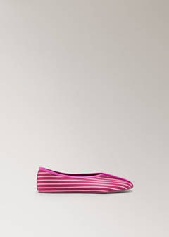 Three-colour striped satin ballet flats — Burgundy 5