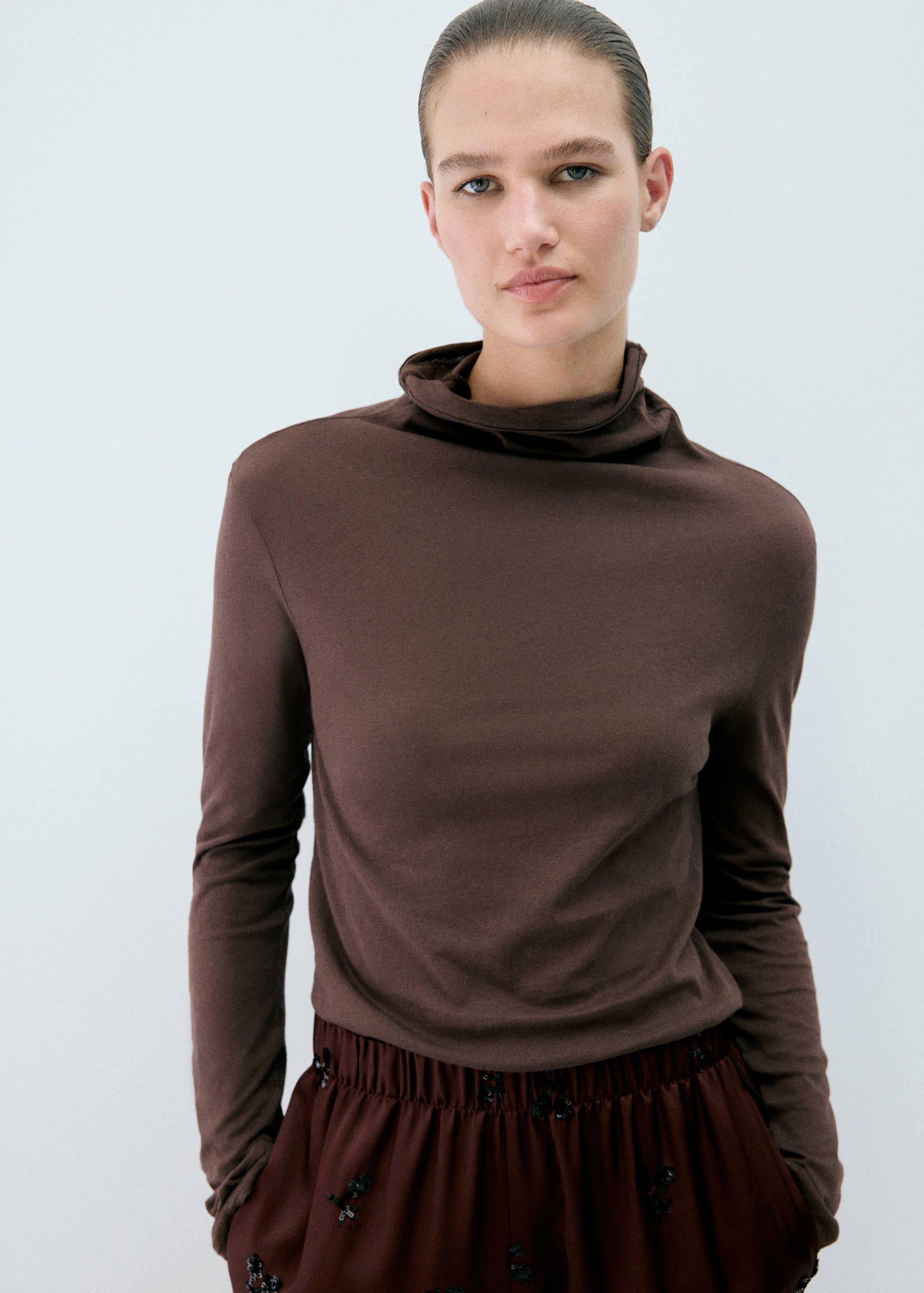 High-neck pyjama top - Medium plane