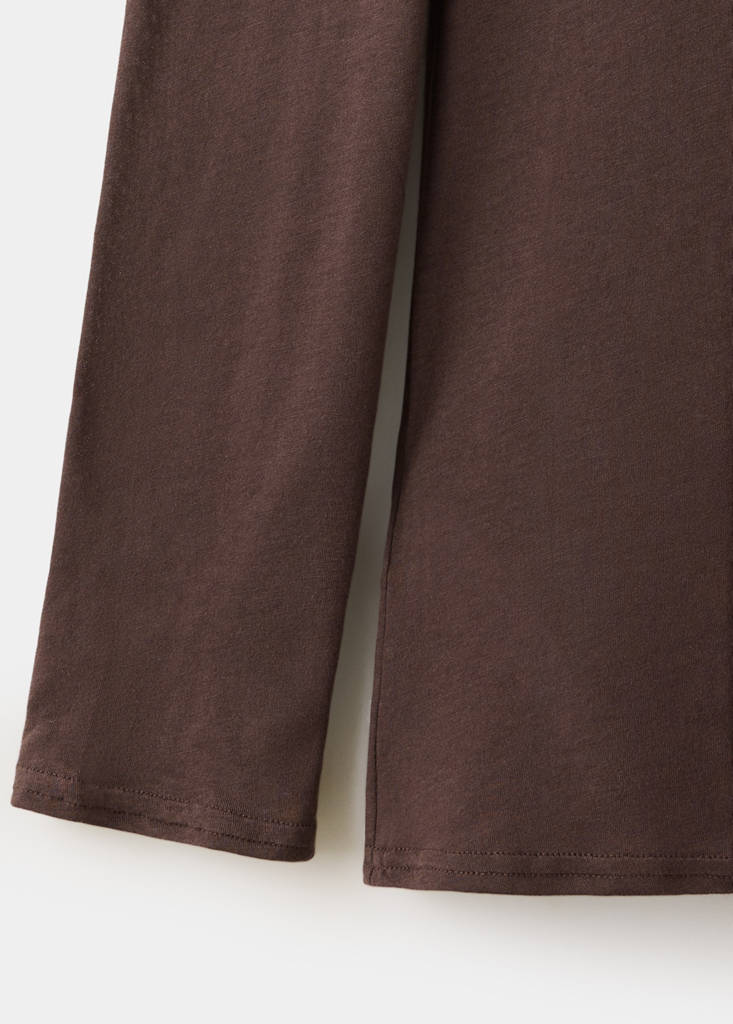 High-neck pajama top — Brown