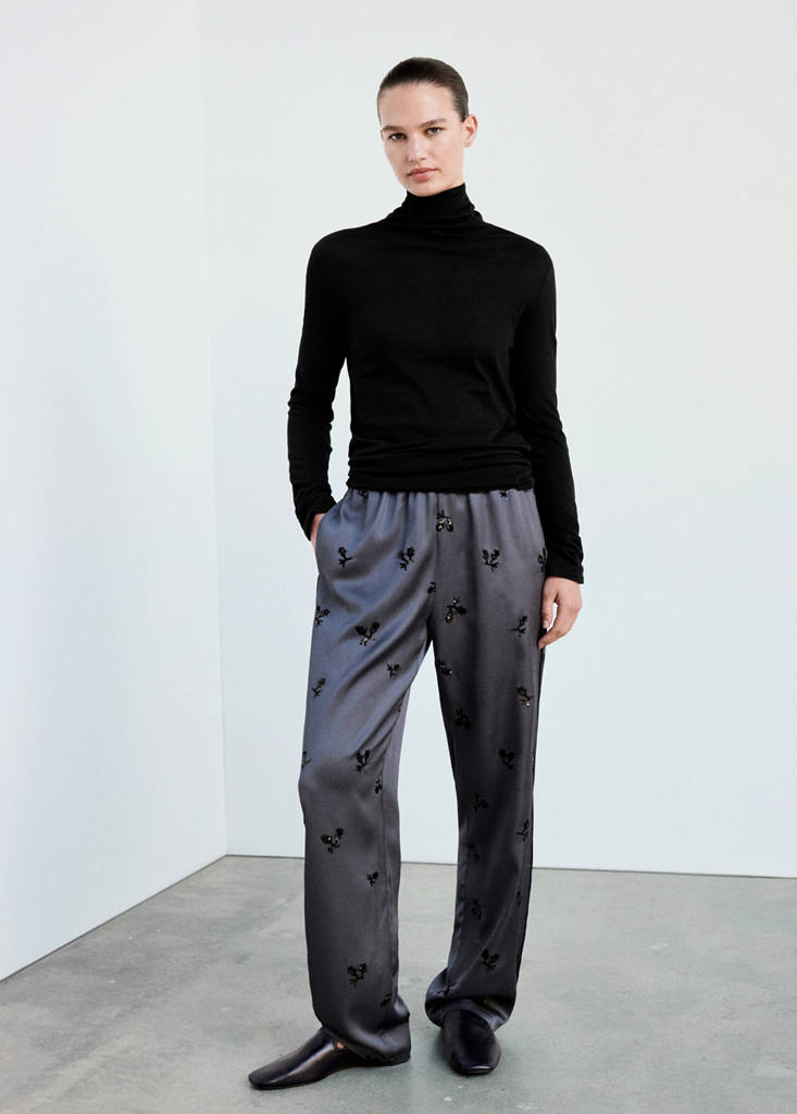High-neck pajama top — Black