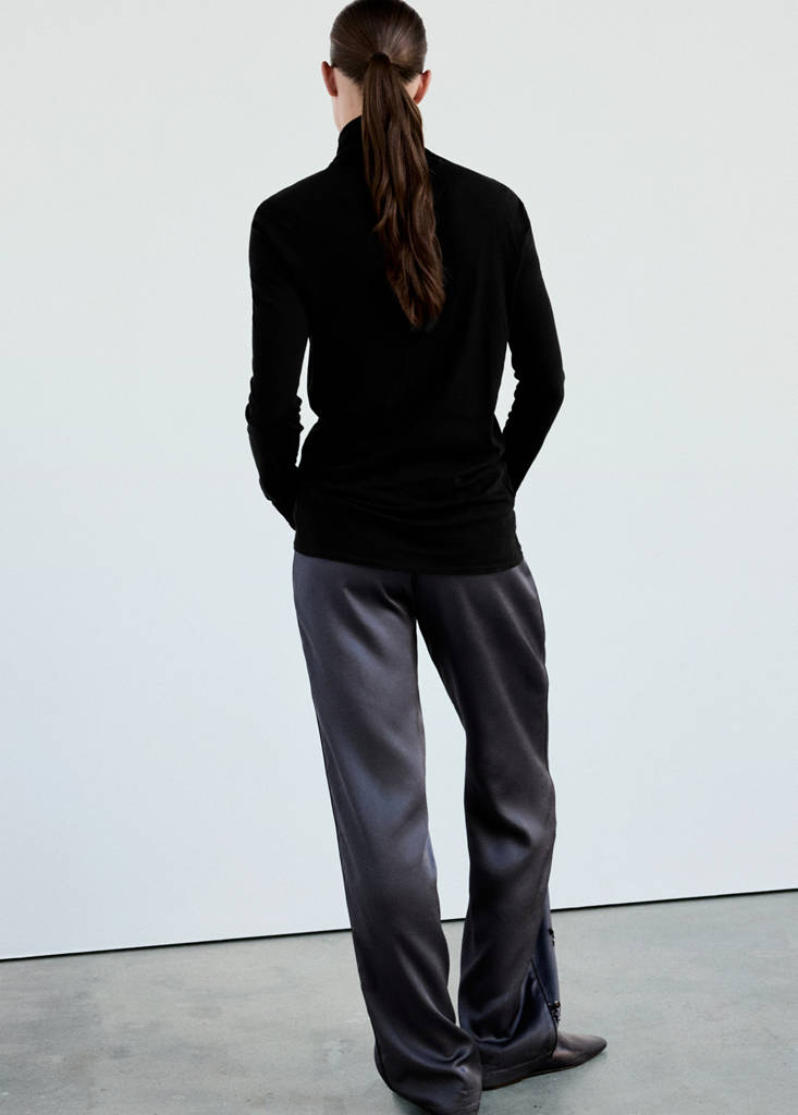 High-neck pajama top — Black