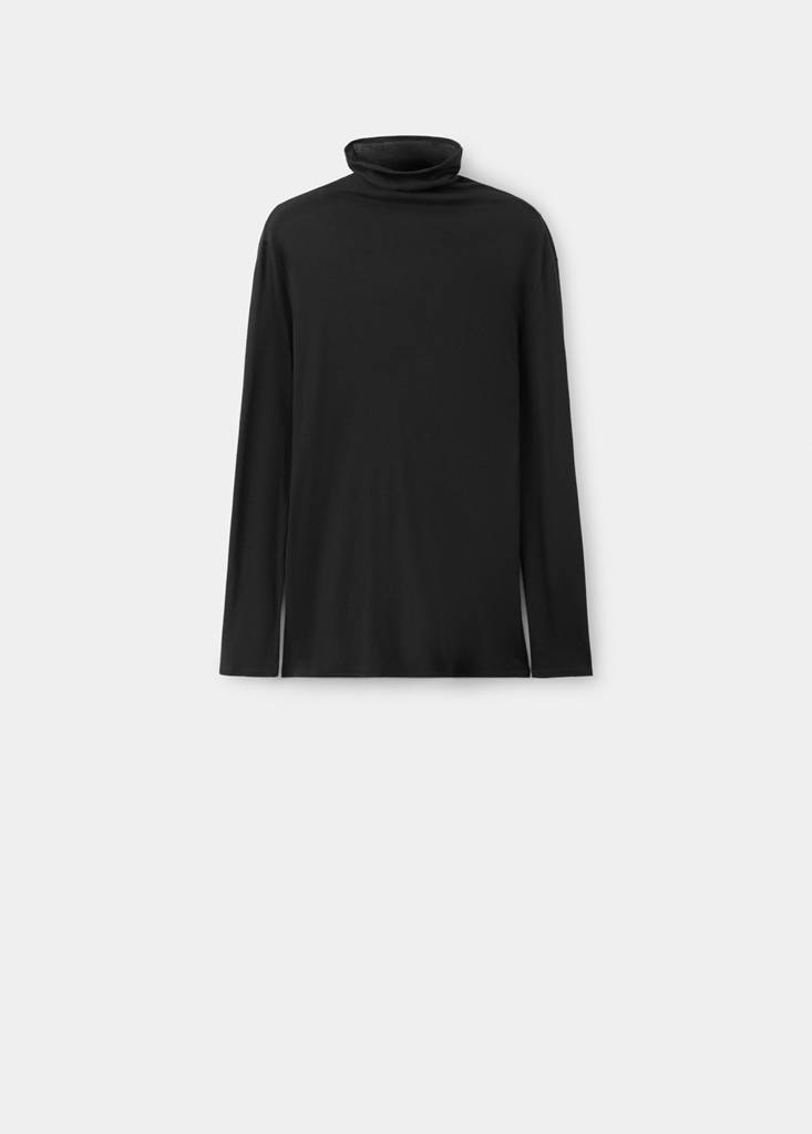High-neck pajama top — Black