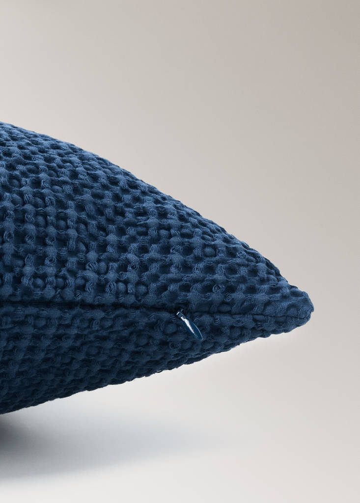 Garment-dyed cotton bed cushion cover 50x50 cm — Indigo Blue