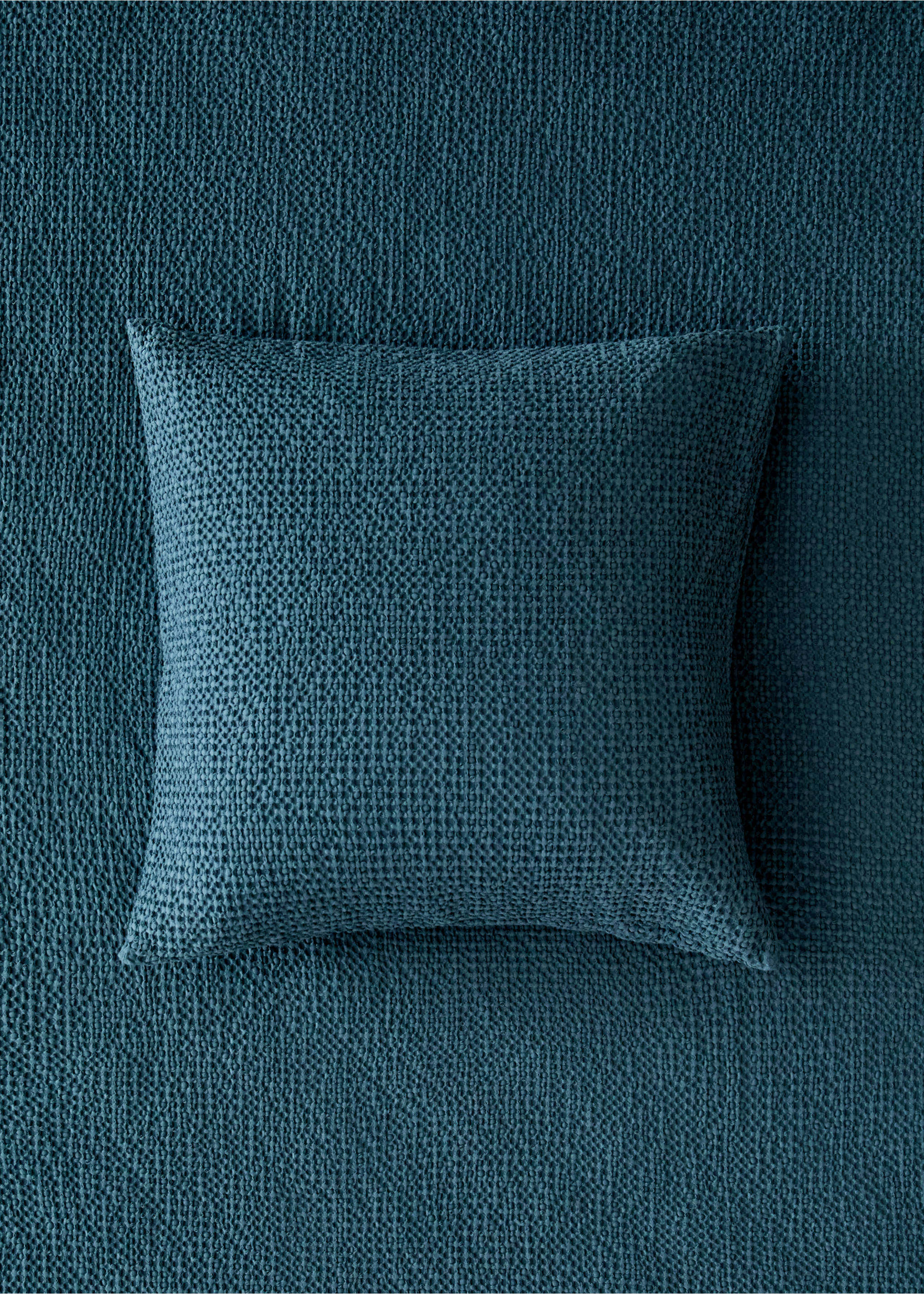 Kopfkissenbezug aus Baumwolle, stückgefärbt, 50 x 50 cm - Allgemeine Ansicht, Petrolblau. Ref: 37092938-00.
