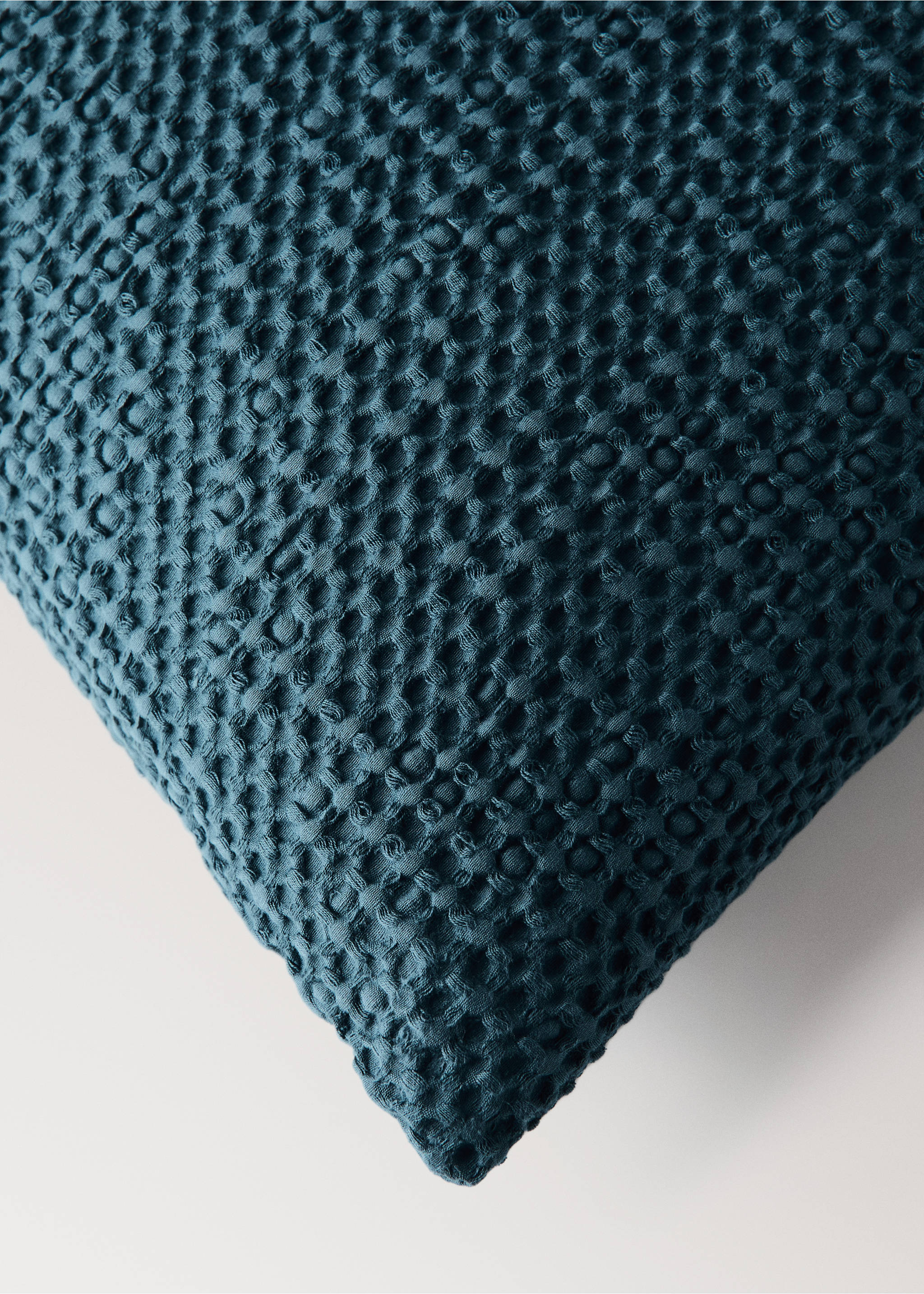 Kopfkissenbezug aus Baumwolle, stückgefärbt, 50 x 50 cm - Detail des Artikels 1, Petrolblau. Ref: 37092938-00.