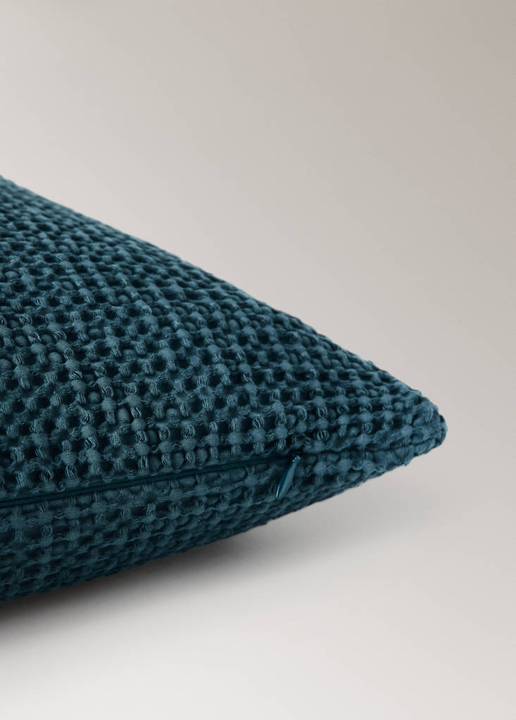 Garment-dyed cotton bed cushion cover 50x50 cm — Petrol Blue