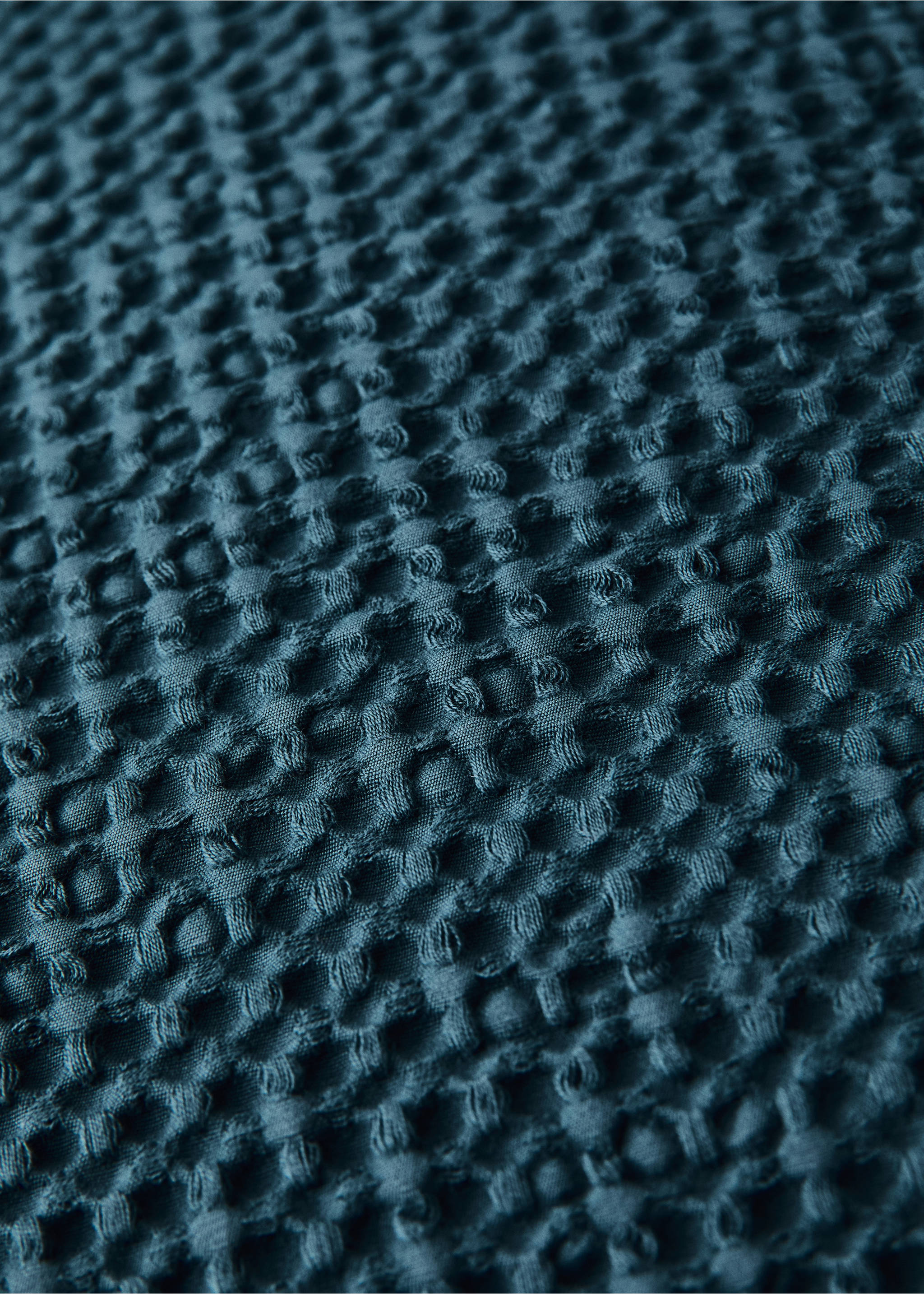 Kopfkissenbezug aus Baumwolle, stückgefärbt, 50 x 50 cm - Detail des Artikels 3, Petrolblau. Ref: 37092938-00.
