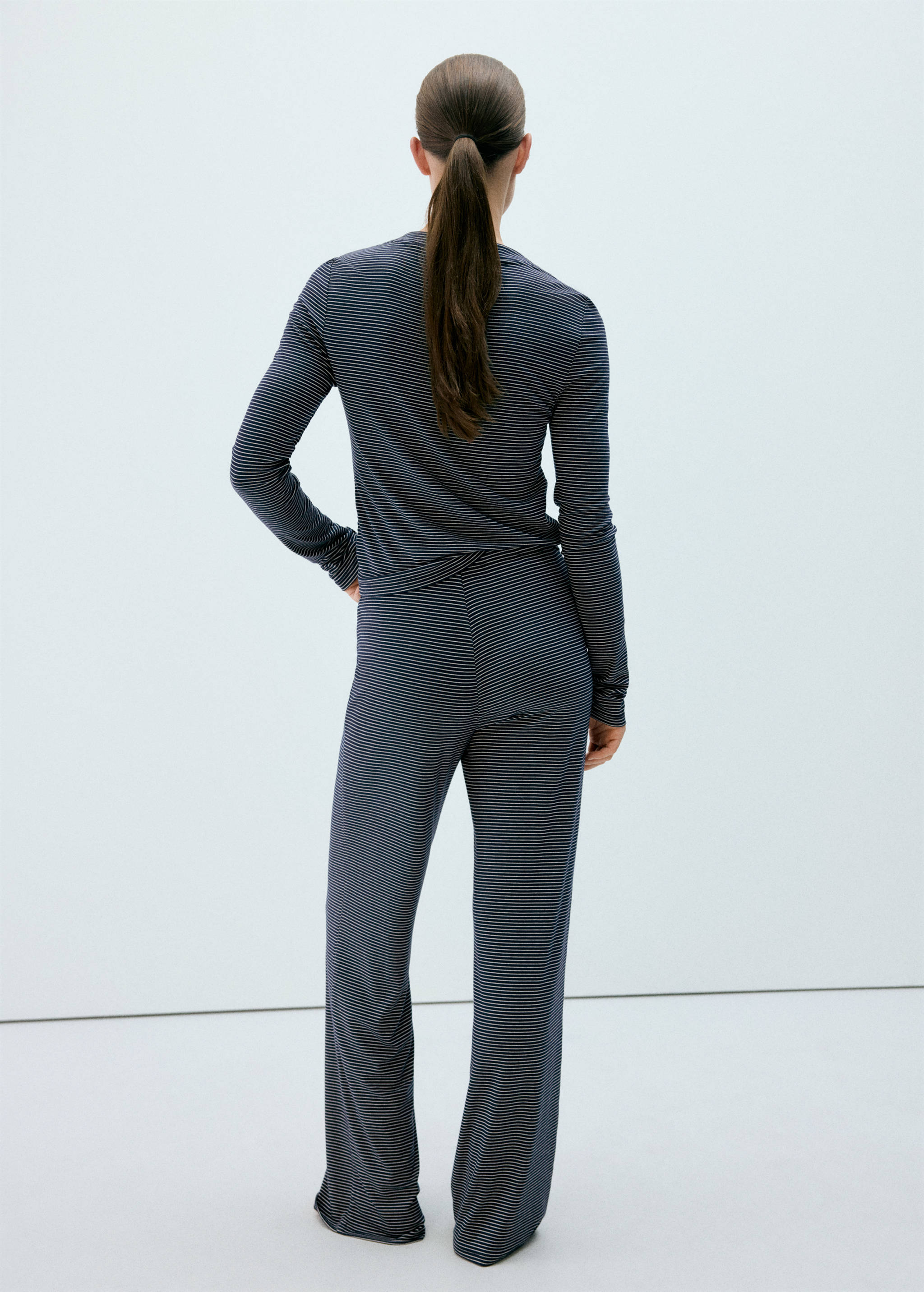 Pantalon de pyjama à rayures, taille ajustable - Verso de l’article