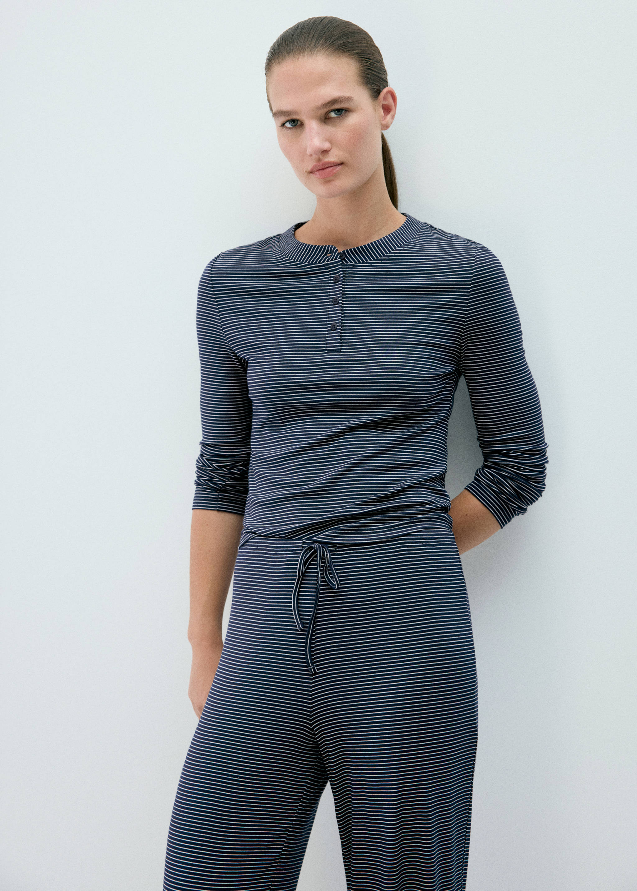 Pantalon de pyjama à rayures, taille ajustable - Détail de l'article 1