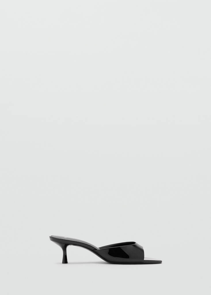 Kitten-heel sandals with strap — Black