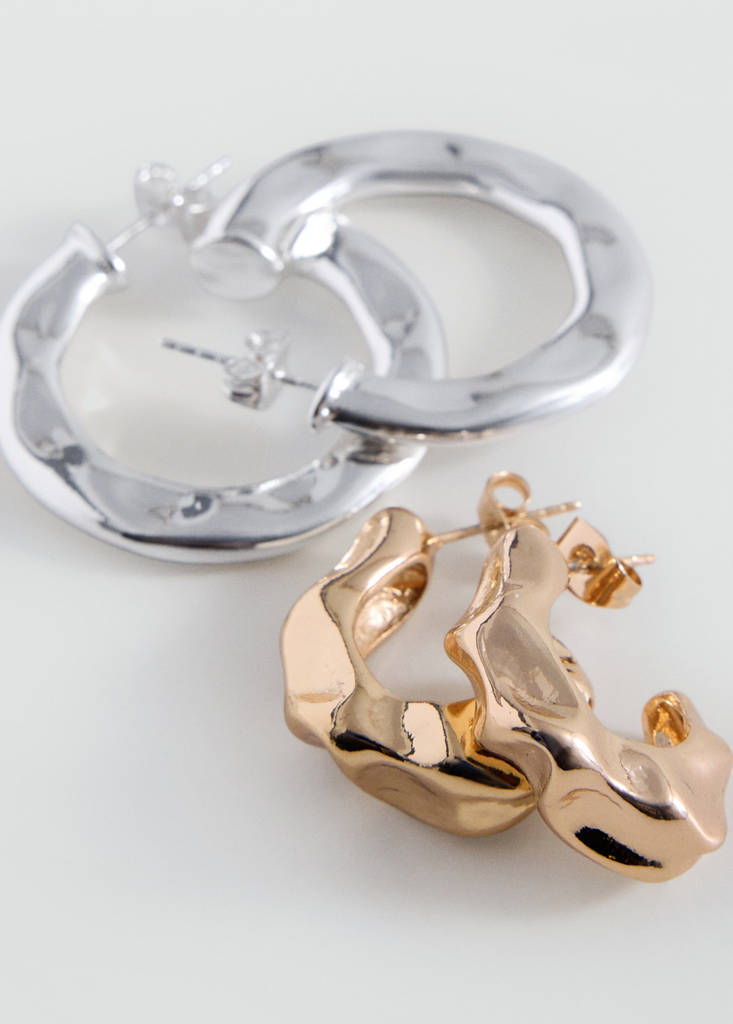 Pack of 2 irregular hoop earrings — Gold
