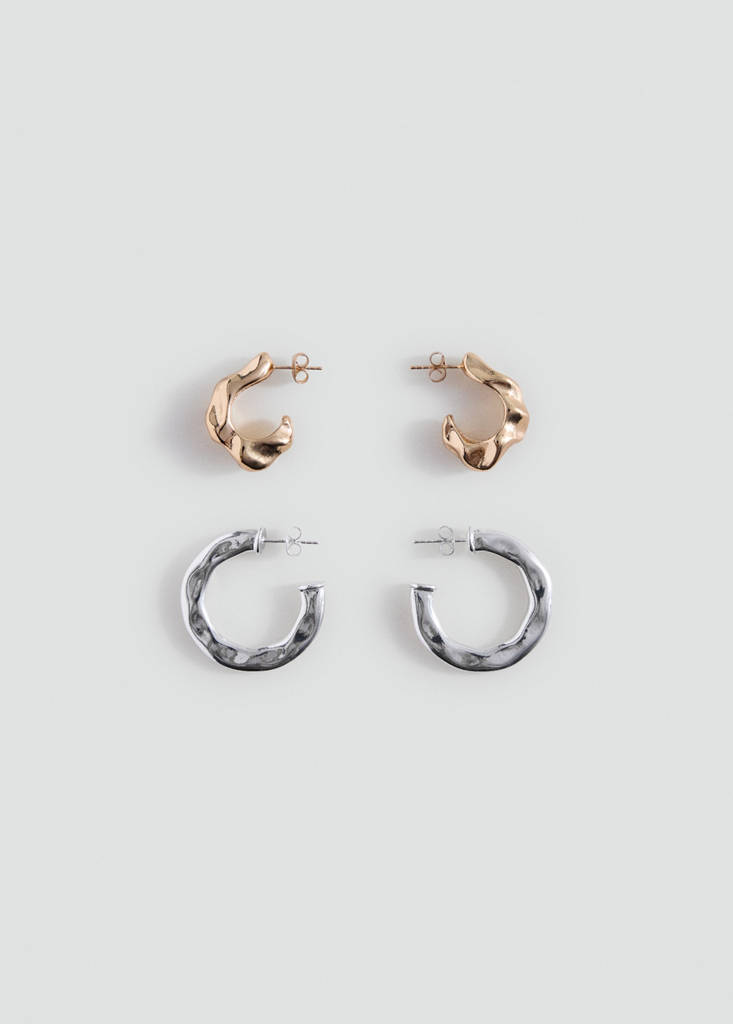 Pack of 2 irregular hoop earrings — Gold