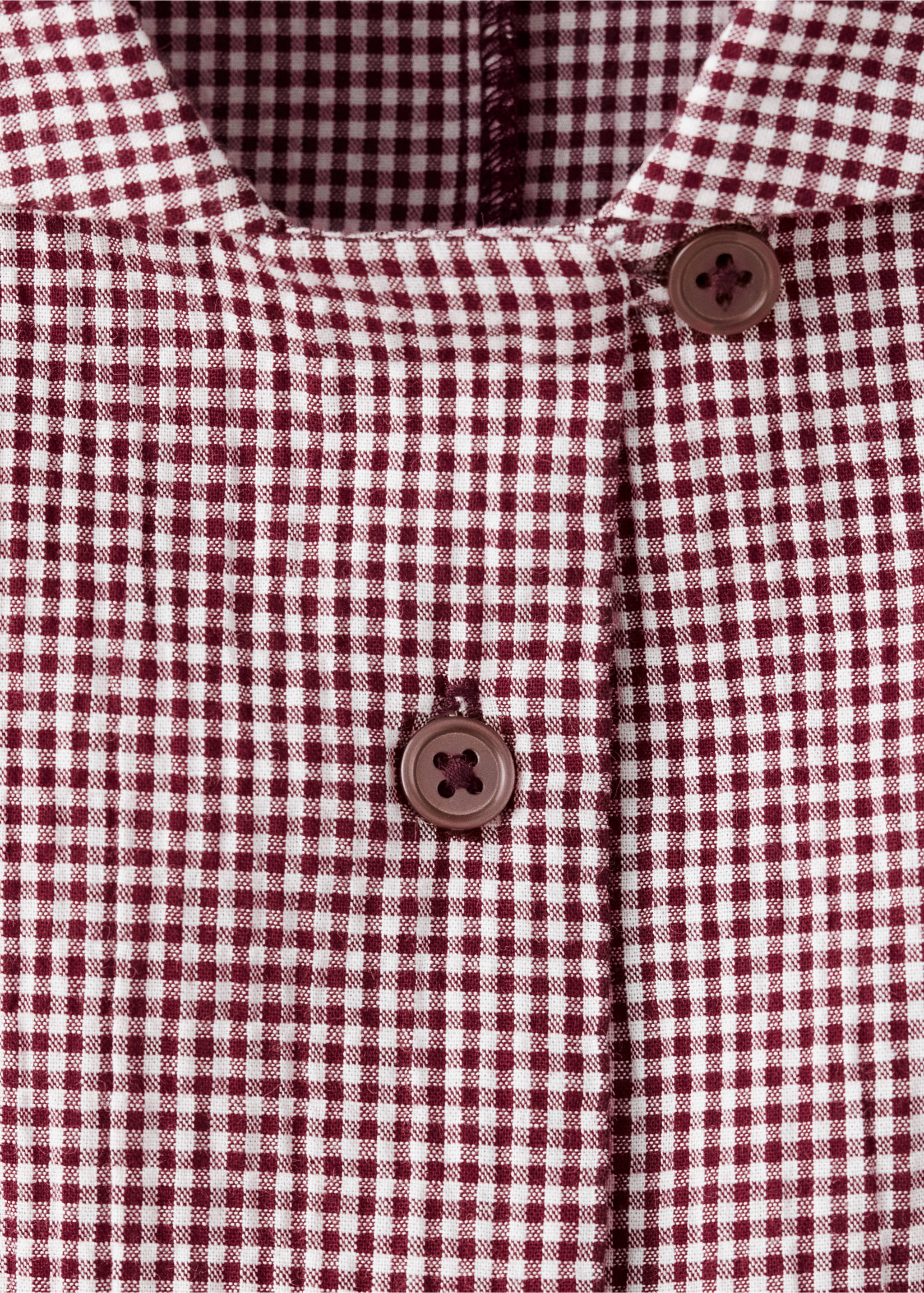 Two-piece cotton pyjamas in gingham check - Details of the article 8, Burgundy. Ref: 37092948-00.